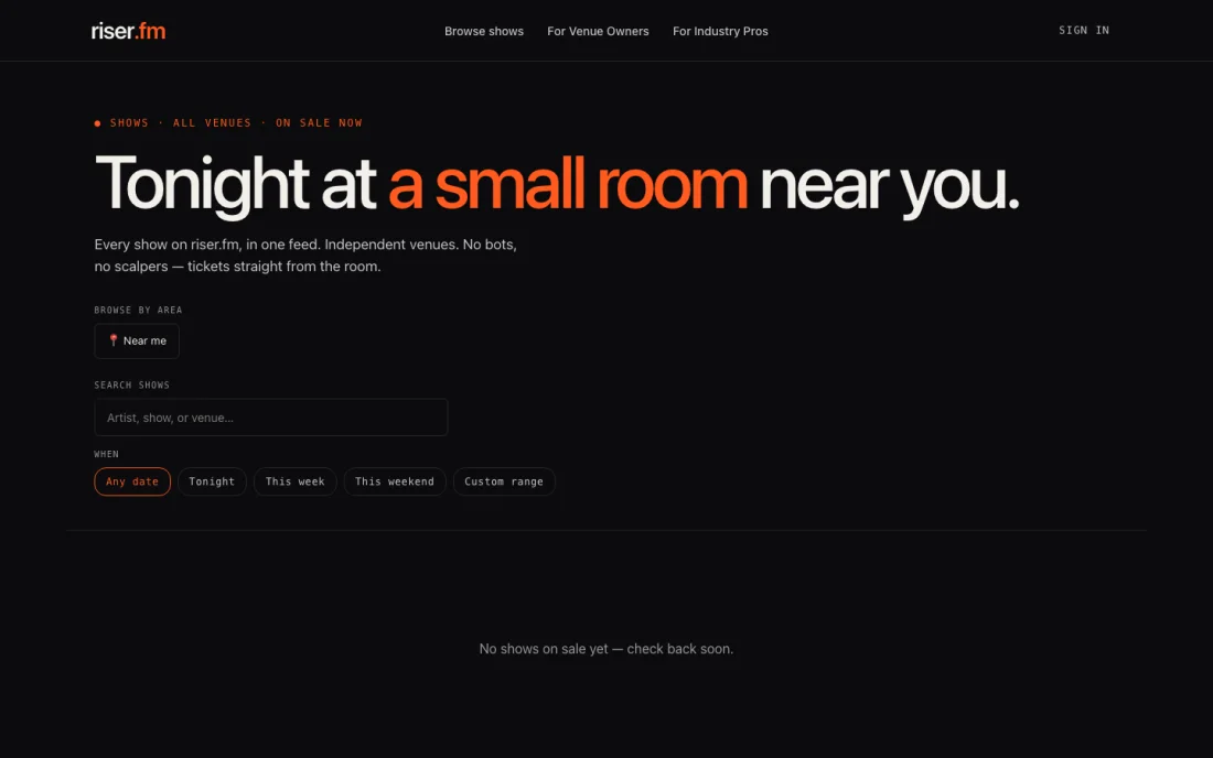 riser.fm — tonight at a small room near you